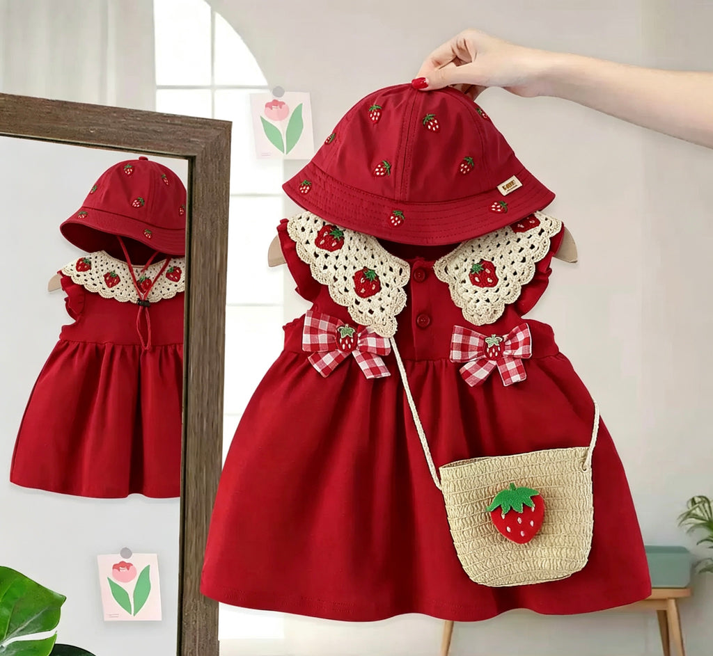 Strawberry dress birthday set